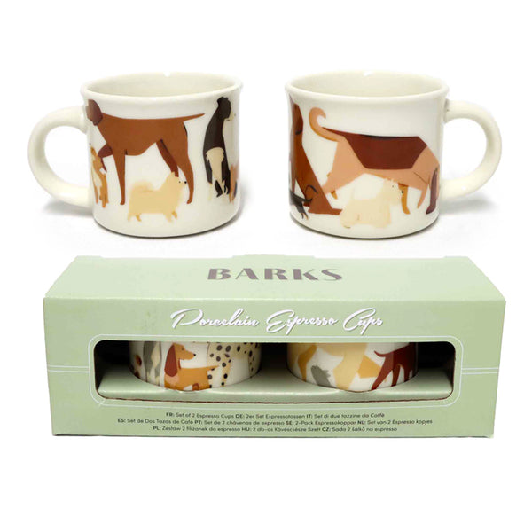 Set of 2 Porcelain Espresso Cups - Barks Dog ECPS08-0
