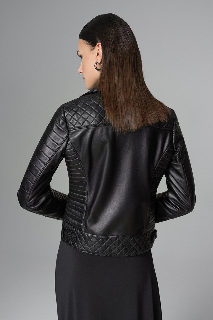 Black Biker Lamb Leather Jacket-1