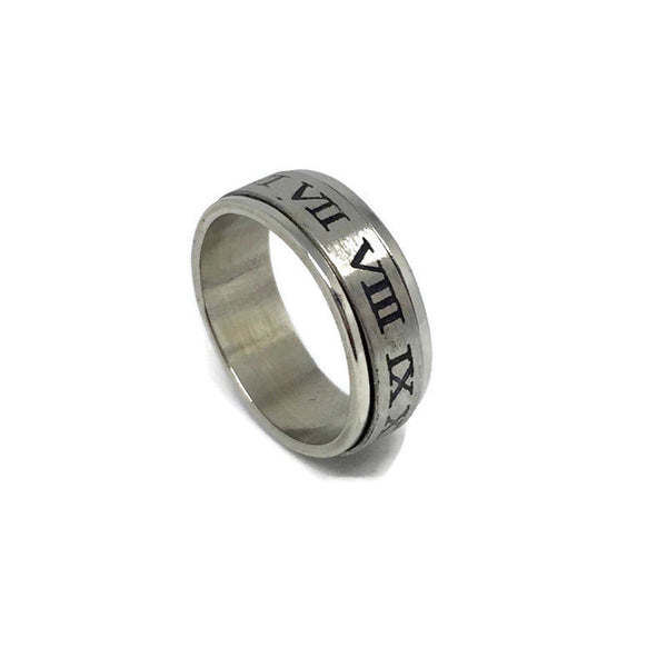 Gifts From The Crypt - Roman Numerals Spinning Band Ring-0