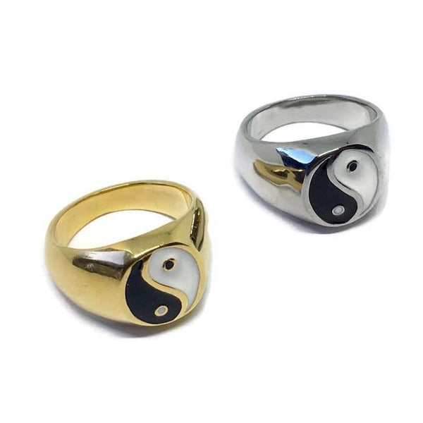 Yin Yang Steel Signet Ring-0