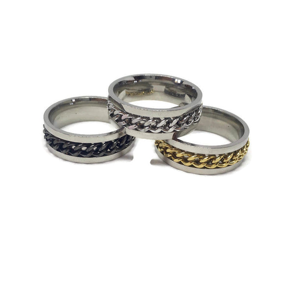 Spinning Curb Chain Band Ring-0