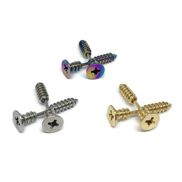 Gifts From The Crypt - Stainless Steel Screw Earrings-0