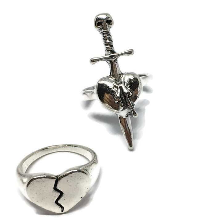 Gifts From The Crypt - Broken Heart Steel Ring Set-3