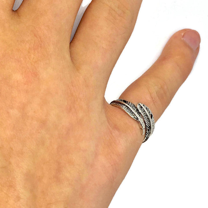 Feather Adjustable Band Ring-1