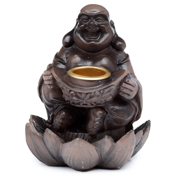Backflow Incense Burner - Peace of the East Wood Effect Lucky Buddha BACK53-0
