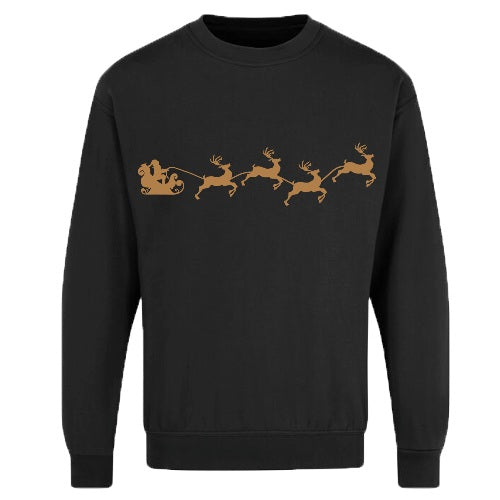 Adults Xmas Printed Sweatshirt Santa Reindeer-1