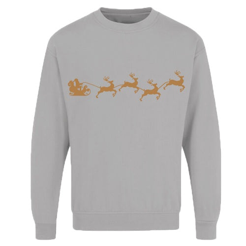 Adults Xmas Printed Sweatshirt Santa Reindeer-2