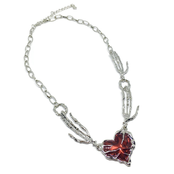 Skeleton Love Heart Necklace-0