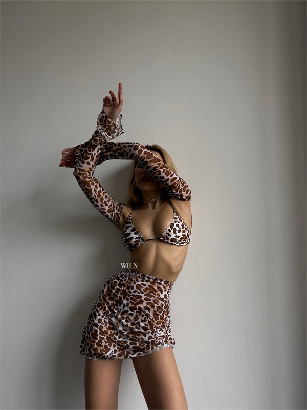 WILN Lingerie - Sway 4 Piece Leopard Print Swimsuit-0