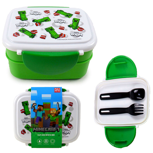 Bento Clip Lock Lunch Box with Cutlery - Minecraft Creeper & TNT LBOX103-0