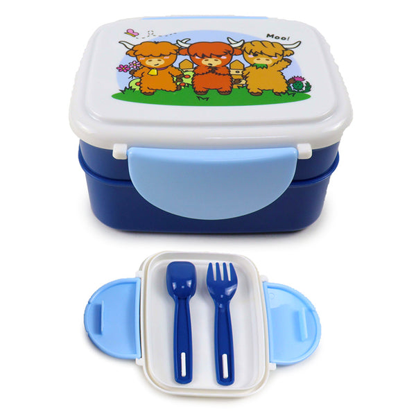 Bento Clip Lock Lunch Box with Cutlery - Adoramals Highland Coo LBOX107-0