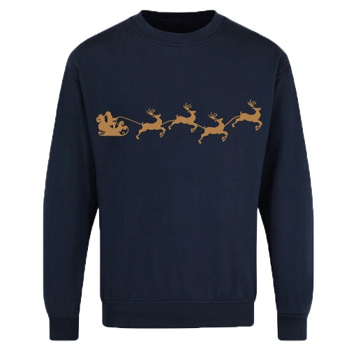 Adults Xmas Printed Sweatshirt Santa Reindeer-3