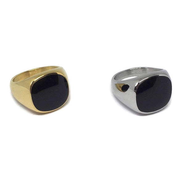Onyx-Style Black Stone Ring-0