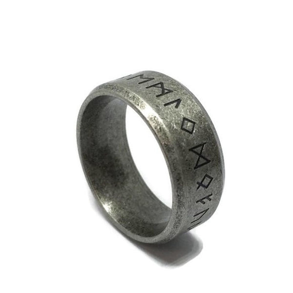 Nordic Inscription Band Ring-0