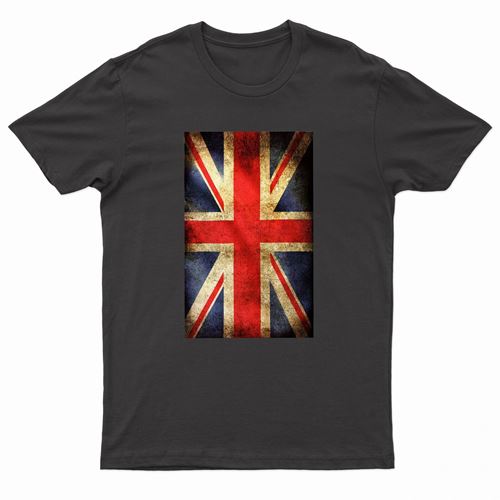 Adults Printed British Flag Union Jack Grunge T-Shirt-2