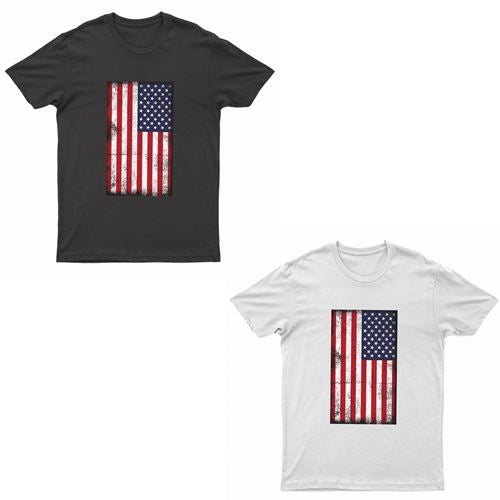 Adults Printed American Flag US Grunge T-Shirt-0