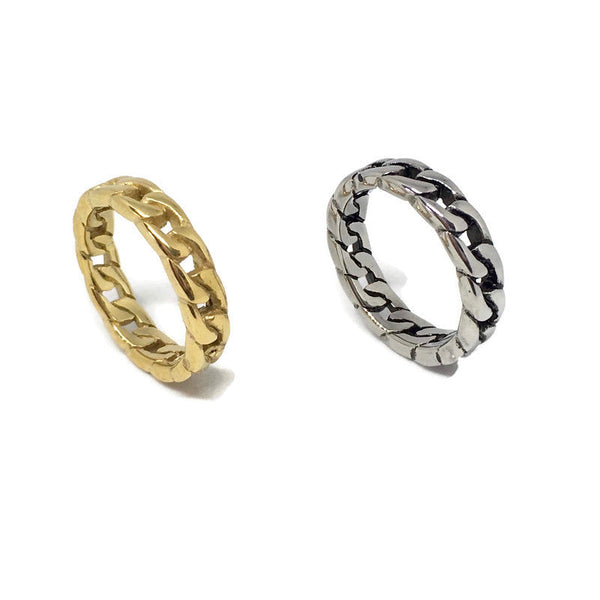 Gifts From The Crypt - Curb Chain Steel Band Ring-0