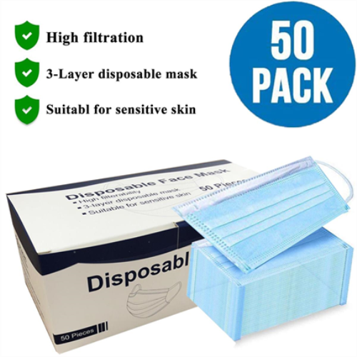 3 Layer Disposable Face Mask Blue (50 pcs)-0