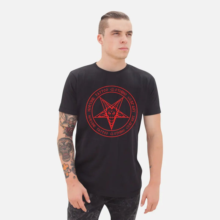 Norvine - Men's Red Pentagram T-Shirt-0
