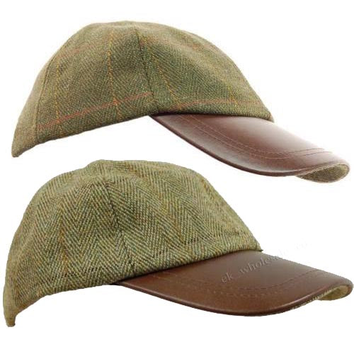 Tweed Leather Skip Hat-0