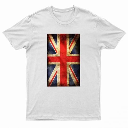Adults Printed British Flag Union Jack Grunge T-Shirt-3