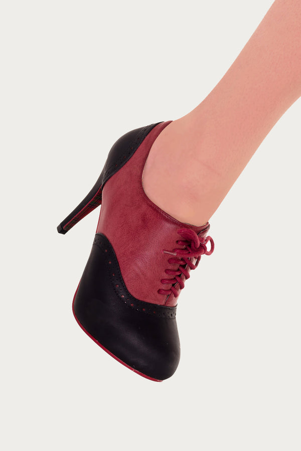 Banned Apparel - Red Olivia Kitten Heel Boots - Egg n Chips London