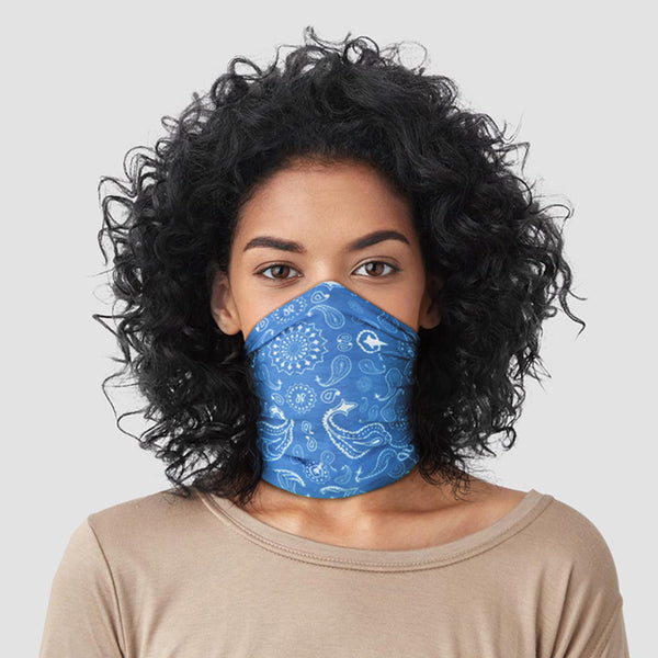 Blue Patterned Neck Scarf Face Covering BAND08