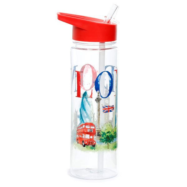 Reusable London Tour 550ml Water Bottle with Flip Straw BOT195