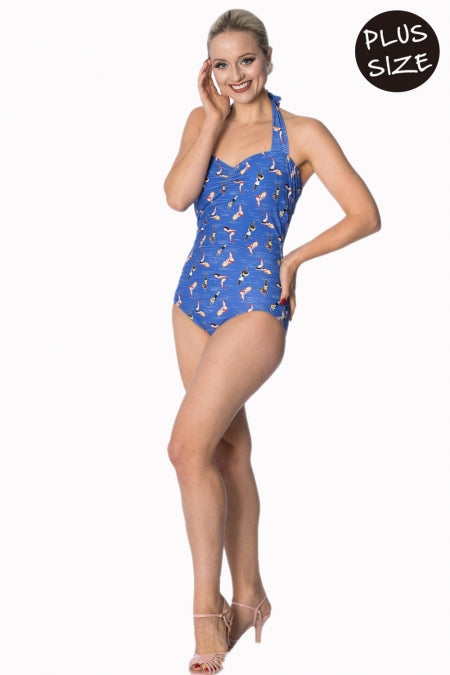 Banned Apparel - Dive In Halter Swimsuit Plus Size