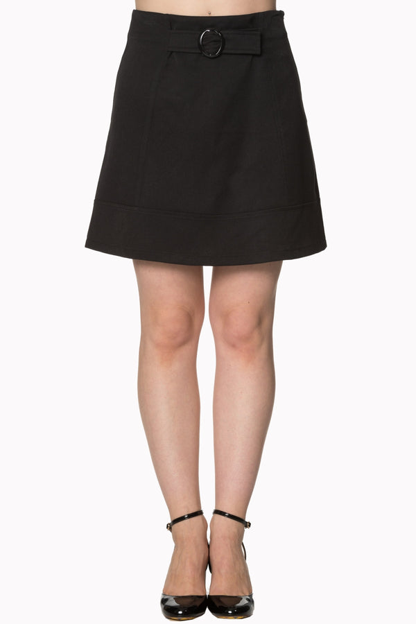 Banned Apparel - Women's Black Skirt With Front Belt Design