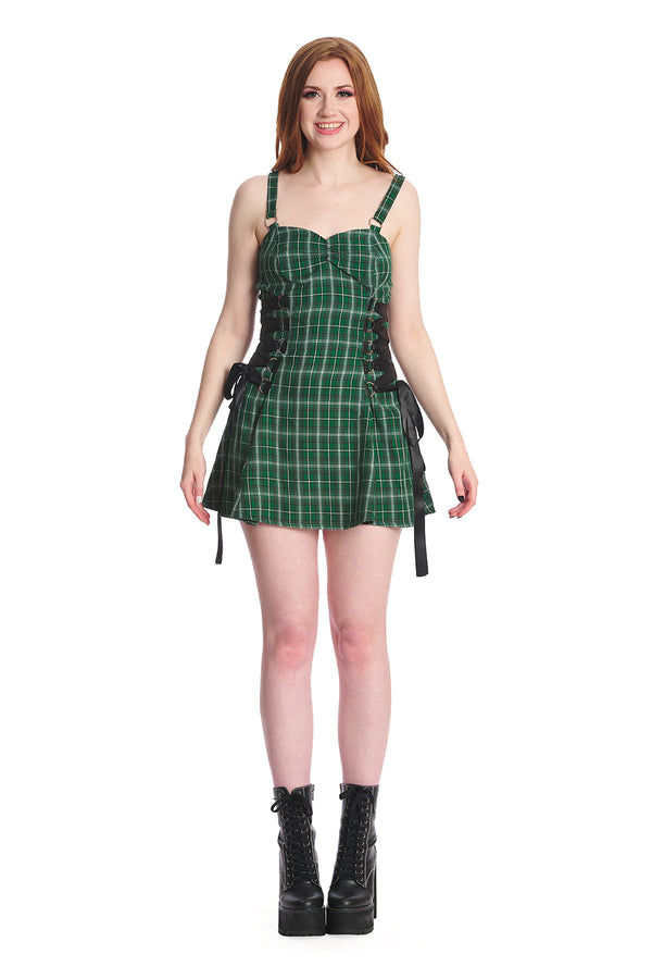 Banned Clothing - Klondike Lace Up Green Dress Plus Size