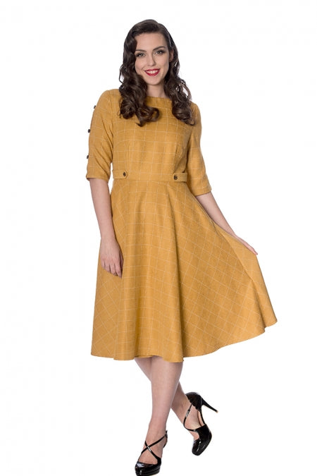 Banned Clothing - Lets Library Cheeky Check Fit And Flare Dress