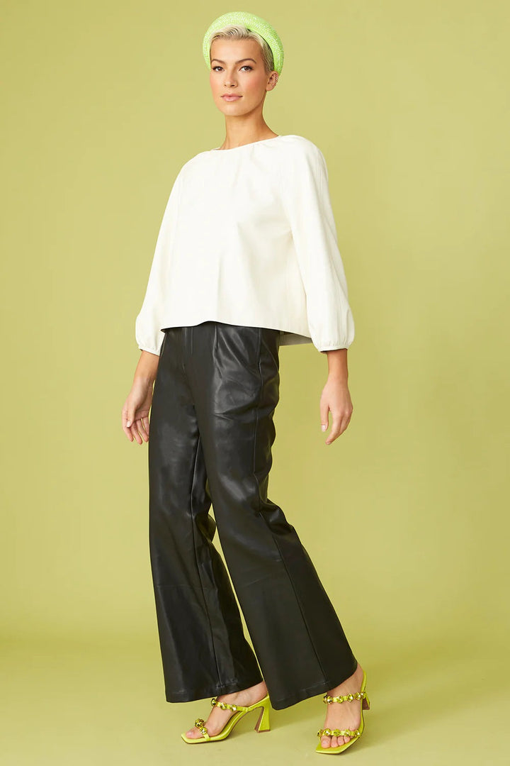 Black Tencel Blend Eco Leather Trousers-2