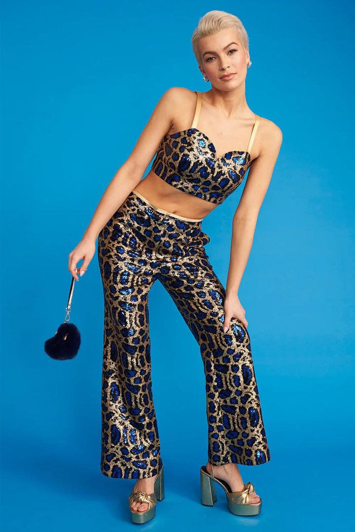Blue Bamboo Sequin Trousers-2
