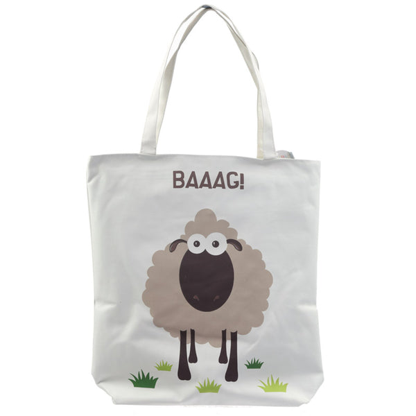 Handy Cotton Zip Up Shopping Bag - Sheep Design CBAG50-0