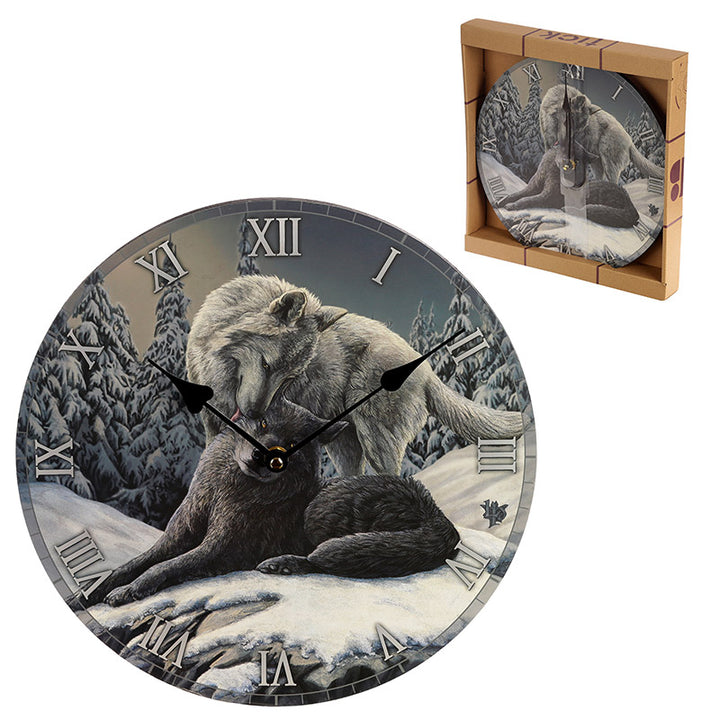 Decorative Fantasy Snow Kisses Wolf Wall Clock CKP119-0