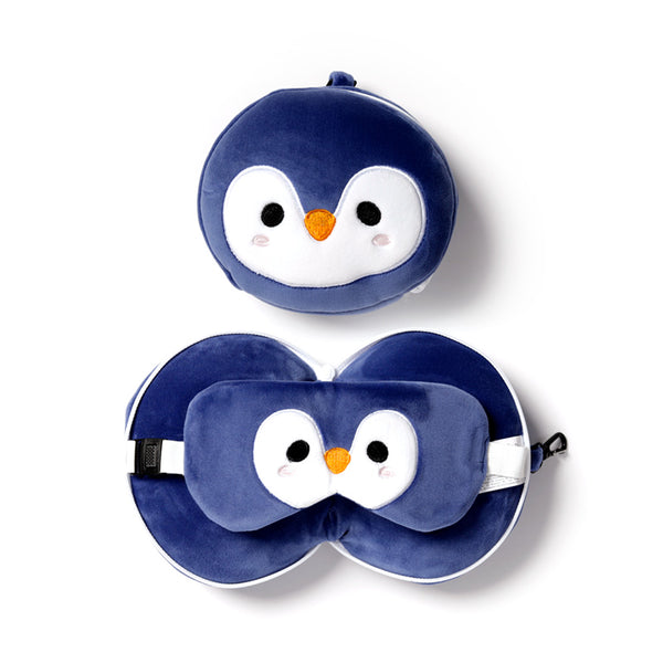 Penguin Relaxeazzz Plush Round Travel Pillow & Eye Mask Set CUSH227-0