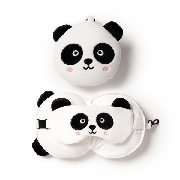Panda Relaxeazzz Plush Round Travel Pillow & Eye Mask Set CUSH250-0