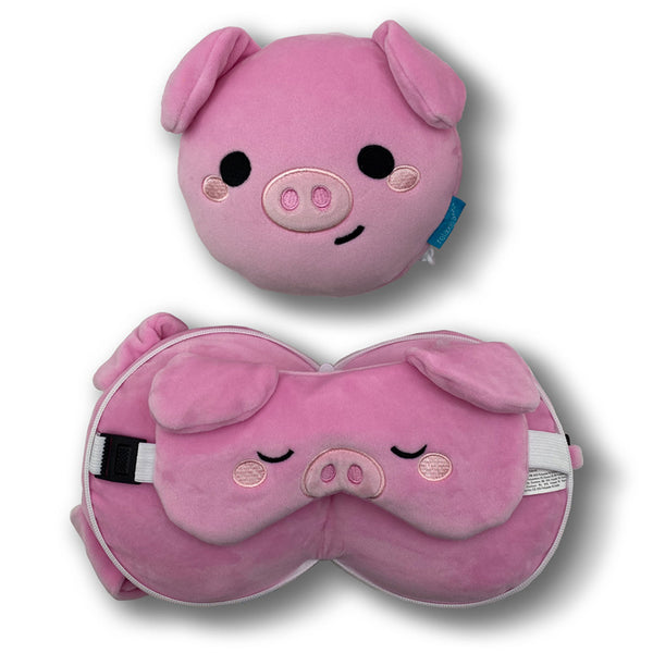 Relaxeazzz Travel Pillow & Eye Mask  - Oscar the Pig CUSH355-0