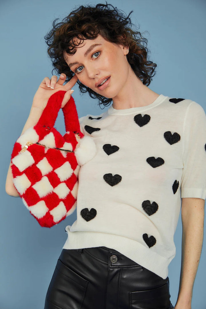 Checkered Love Heart Bag-1