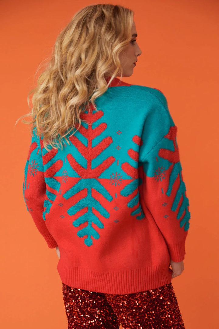 Christmas Tree Red - Green Cashmere Cardigan-3
