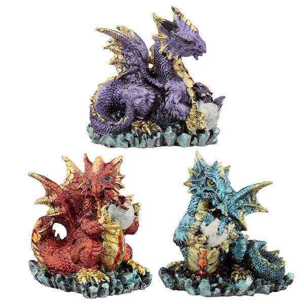 Mother and Hatching Baby Elements Dragon Figurine DRG451-0