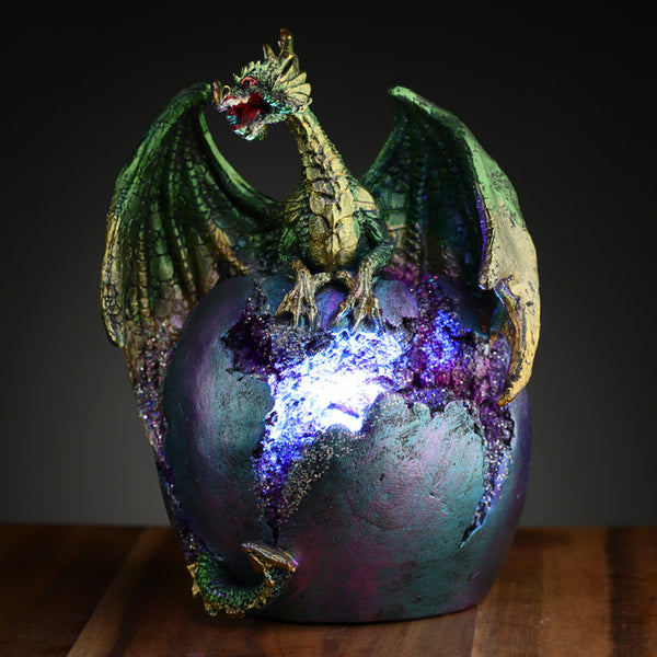 Geode Earth Egg LED Dark Legends Dragon Figurine DRG502
