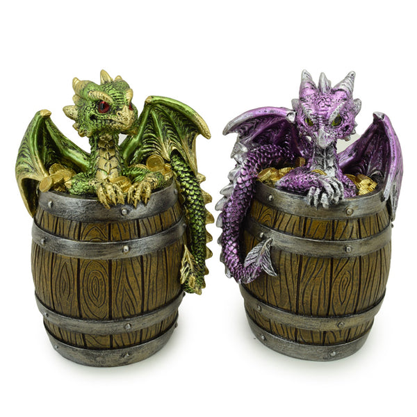 Elements Dragon Figurine - Barrel of Treasure DRG541-0