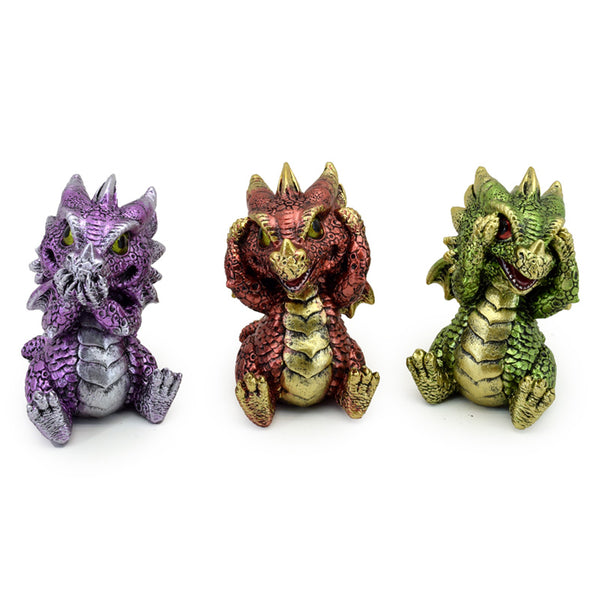 Elements Dragon Figurine Set of 3 - Hear No Speak No See No Evil DRG543-0