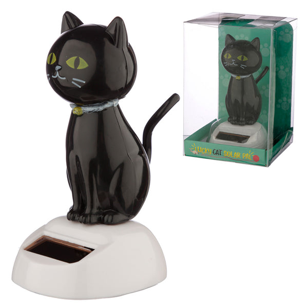 Collectable Lucky Black Cat Solar Powered Pal FF113-0