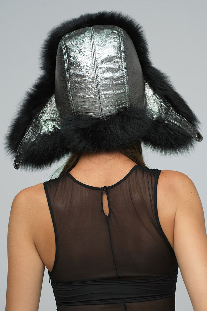 Black Genuine Arctic Fox Fur Hat-1