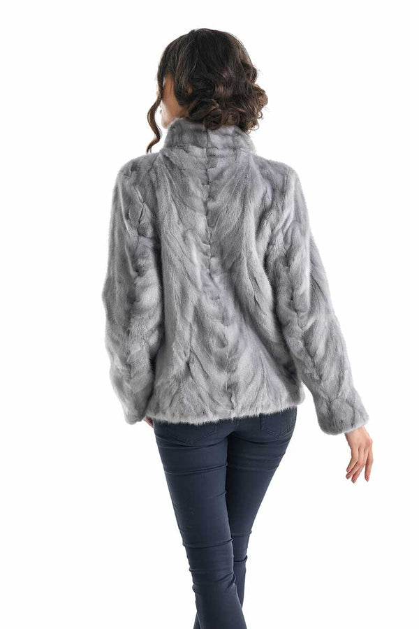 Gray Luxury Genuine Mink Fur Jacket-1