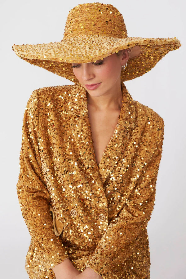 Gold Sequin Handmade Flapper Hat-0
