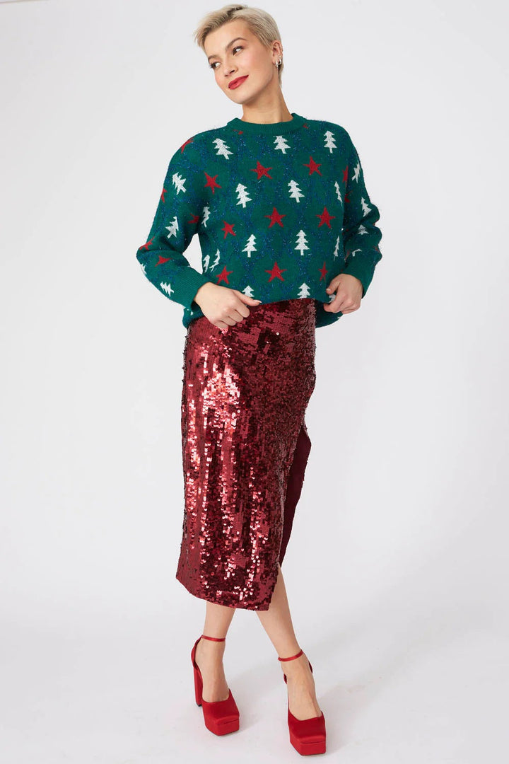Green Cashmere and Banana Blend Christmas Jumper-2